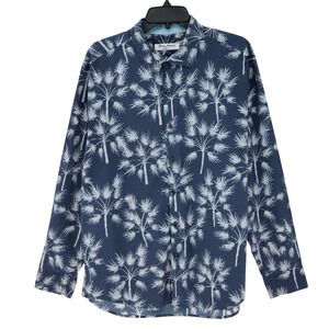 Tommy Bahama Shirt Mens Large Blue Pima Cotton Island Zone Hawaiian Beach Resort